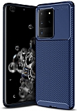 Eiroo Rugged Carbon Samsung Galaxy Note 20 Lacivert Silikon Klf